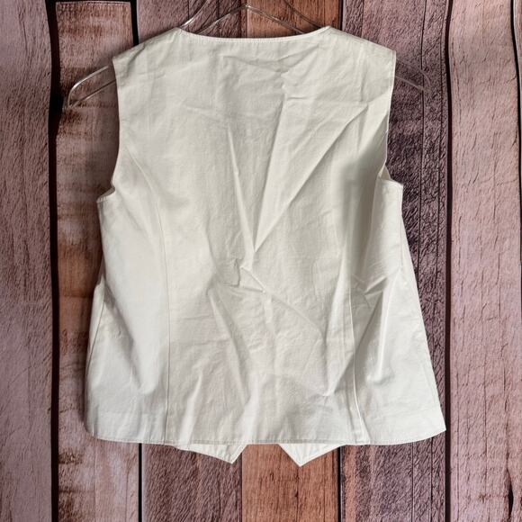 Petite Studio NYC Bridgett Vest Ivory Cotton Sleeveless Tailored Versatile M NWT - Picture 2 of 10